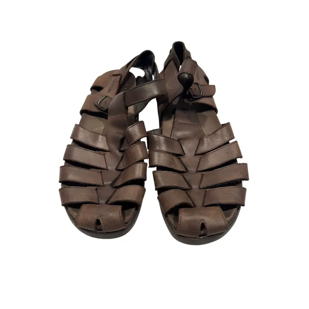 Mephisto Sam Leather Fisherman Sandals Men's Size 12US /‎ 46EU Brown Buckle Flat